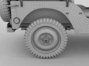 full w chassis jeep willys mb military top hdri 3D Model
