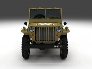 full w chassis jeep willys mb military desert hd 3D Model