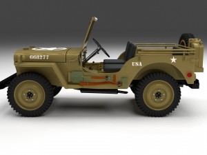 full w chassis jeep willys mb military desert hd Modelo 3D
