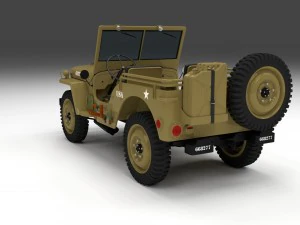 full w chassis jeep willys mb military desert hd 3D Model