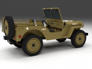 full w chassis jeep willys mb military desert hd Modelo 3D