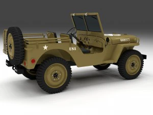 full w chassis jeep willys mb military desert hd 3D Model