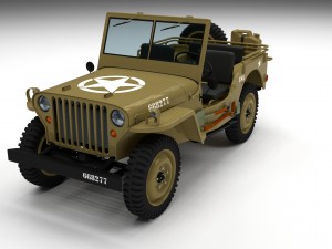 full w chassis jeep willys mb military desert hd Modelo 3D