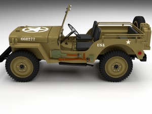 full w chassis jeep willys mb military desert hd Modelo 3D