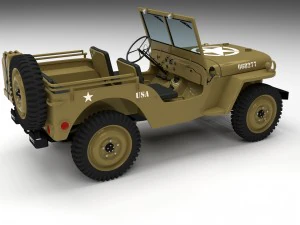 full w chassis jeep willys mb military desert hd 3D Model