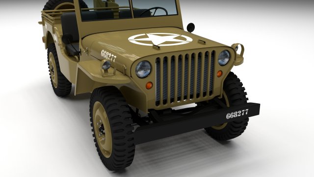 full w chassis jeep willys mb military desert hd Modello 3D in Vecchie Auto  3DExport