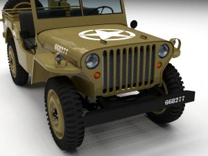 full w chassis jeep willys mb military desert hd 3D Model