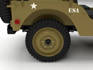 full w chassis jeep willys mb military desert hd 3D Model