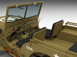 full w chassis jeep willys mb military desert hd 3D Model