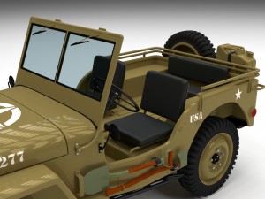 full w chassis jeep willys mb military desert hd Modelo 3D