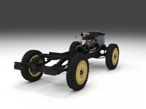 full w chassis jeep willys mb military desert hd 3D Model