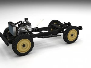full w chassis jeep willys mb military desert hd 3D Model