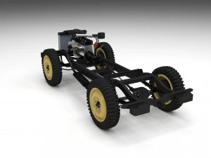 full w chassis jeep willys mb military desert hd 3D Model