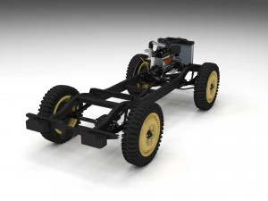 full w chassis jeep willys mb military desert hd 3D Model