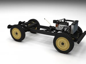 full w chassis jeep willys mb military desert hd 3D Model