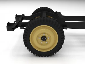 full w chassis jeep willys mb military desert hd 3D Model