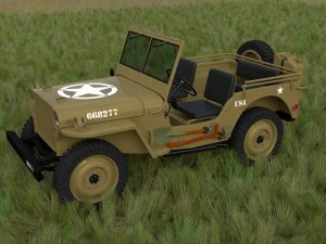 full w chassis jeep willys mb military desert hd 3D Model