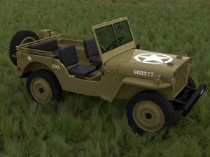 full w chassis jeep willys mb military desert hd 3D Model