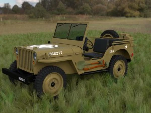 full w chassis jeep willys mb military desert hd 3D Model