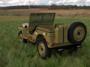 full w chassis jeep willys mb military desert hd 3D Model