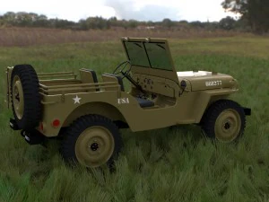 full w chassis jeep willys mb military desert hd 3D Model