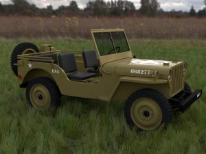 full w chassis jeep willys mb military desert hd 3D Model