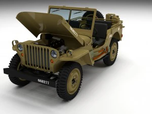 full w chassis jeep willys mb military desert hd 3D Model