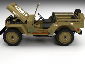 full w chassis jeep willys mb military desert hd Modelo 3D