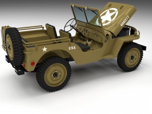 full w chassis jeep willys mb military desert hd Modelo 3D