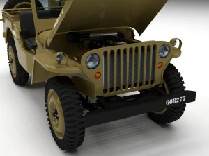 full w chassis jeep willys mb military desert hd 3D Model