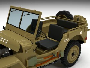full w chassis jeep willys mb military desert hd 3D Model