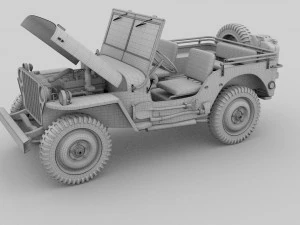 full w chassis jeep willys mb military desert hd 3D Model