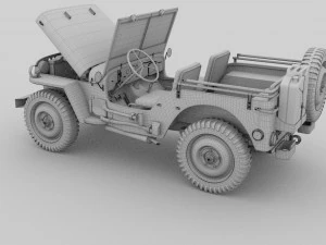 full w chassis jeep willys mb military desert hd 3D Model
