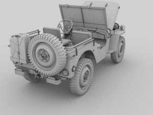 full w chassis jeep willys mb military desert hd Modelo 3D