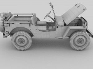 full w chassis jeep willys mb military desert hd Modelo 3D