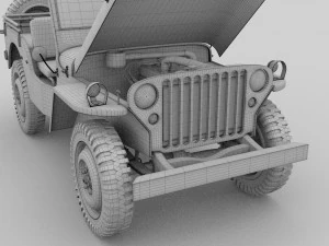 full w chassis jeep willys mb military desert hd 3D Model