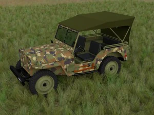 full w chassis jeep willys mb military camo hdri 3D Model