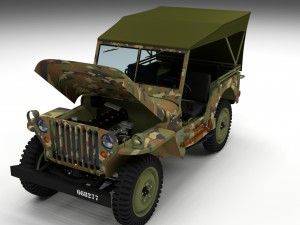 full w chassis jeep willys mb military camo hdri Model 3D