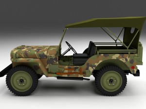 full w chassis jeep willys mb military camo hdri Model 3D