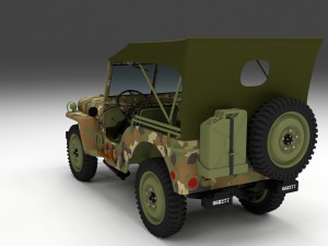 full w chassis jeep willys mb military camo hdri Model 3D