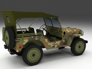 full w chassis jeep willys mb military camo hdri Model 3D
