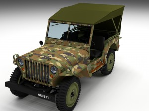 full w chassis jeep willys mb military camo hdri Model 3D
