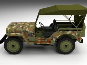 full w chassis jeep willys mb military camo hdri Model 3D