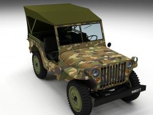 full w chassis jeep willys mb military camo hdri Model 3D