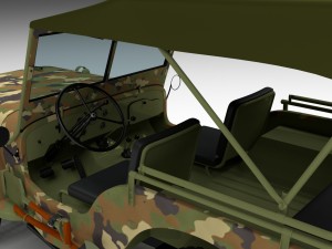 full w chassis jeep willys mb military camo hdri Model 3D