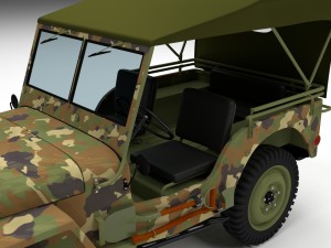full w chassis jeep willys mb military camo hdri Model 3D