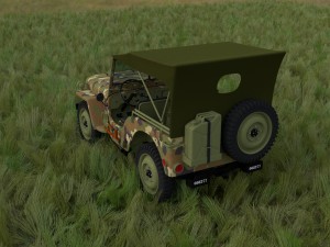 full w chassis jeep willys mb military camo hdri Model 3D