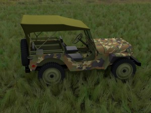 full w chassis jeep willys mb military camo hdri Model 3D