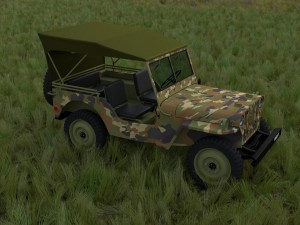 full w chassis jeep willys mb military camo hdri Model 3D