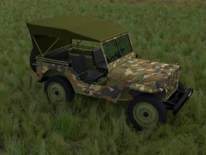 full w chassis jeep willys mb military camo hdri 3D Model